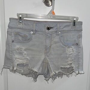 Distressed Light Blue Denim Shorts